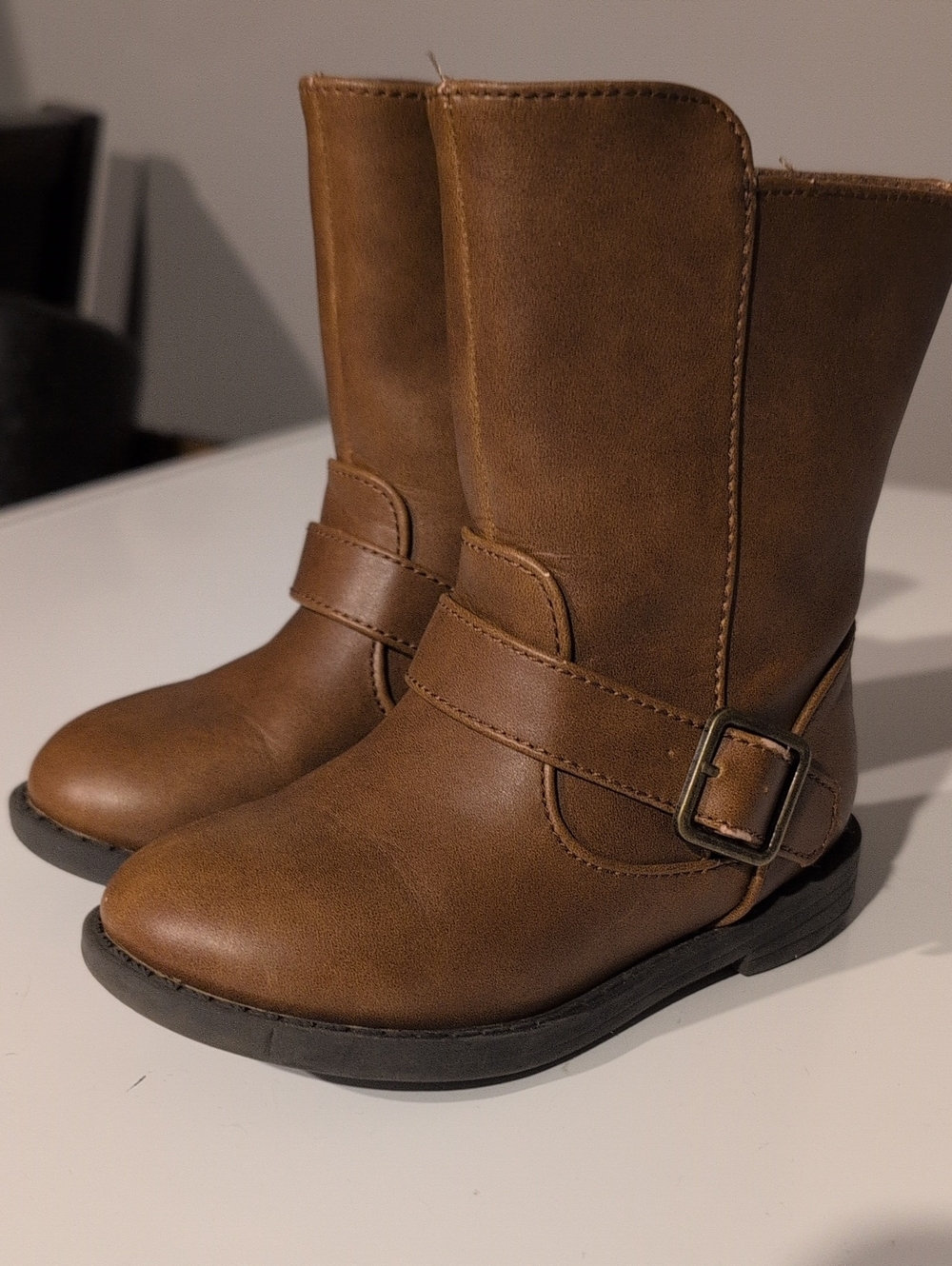 GAP Kids Brown Faux-Leather Buckle Boots